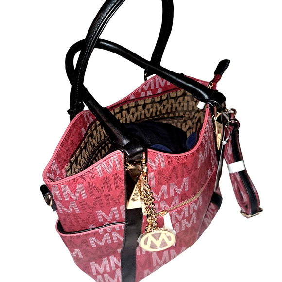 NWT- Gorgeous Cranberry Color Medium Size MKF Signature Purse - Picture 2 of 6